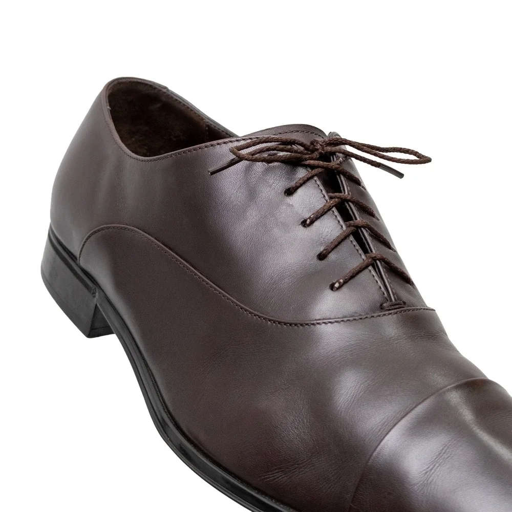 Salvatore Ferragamo Mens Brown Leather Cap Toe Oxford Dress Shoes 58591 Size 11D
